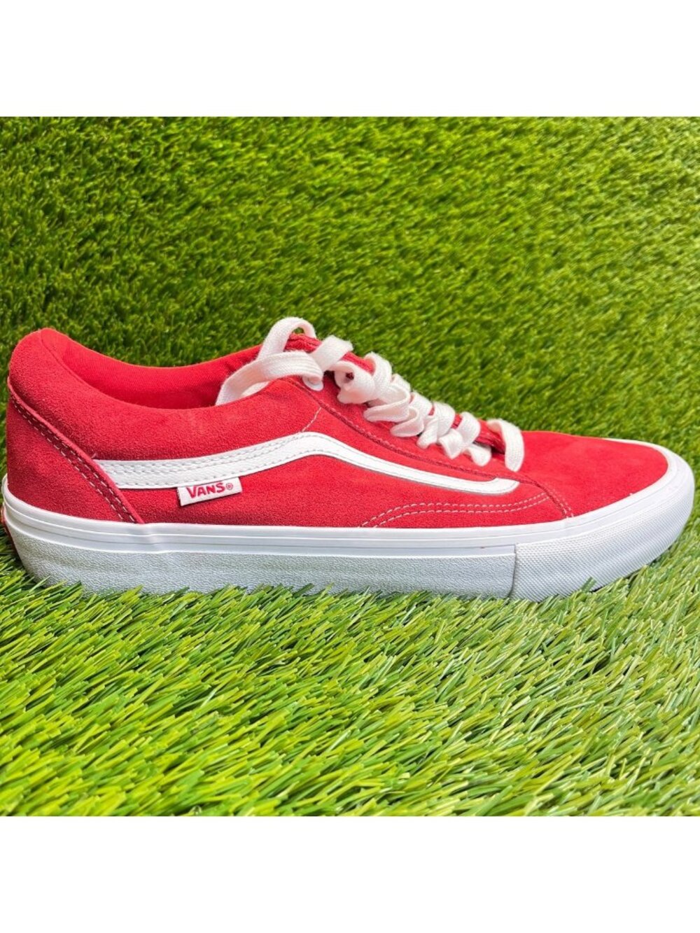 Vans Old Skool Pro Mens Size 11 Red White Gum Athletic Skateboard Shoes Sneakers